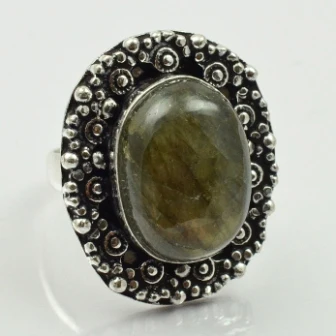 

Labradorite Ring Silver Overlay over Copper , Size: 7.25 , R1980