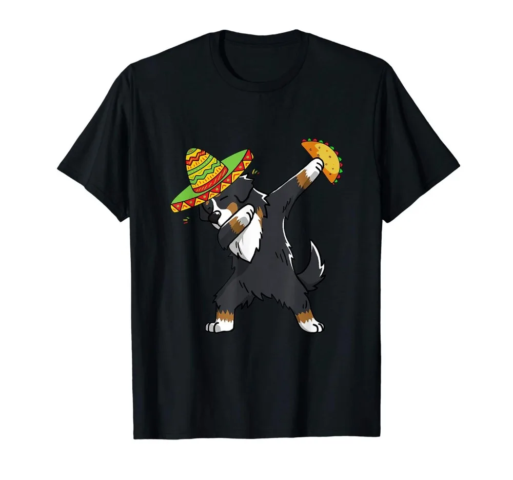 Забавная футболка Bernese Mountain Dog Dabbing Taco Cinco De Mayo новинка 2019 Мужская с круглым вырезом