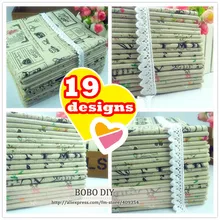 19 шт. 25 см* 25 см льняной ткани расслоение необработанных природных ZAKKA дизайн Цветочный/газета текстовые шаблоны смешанные B20138301