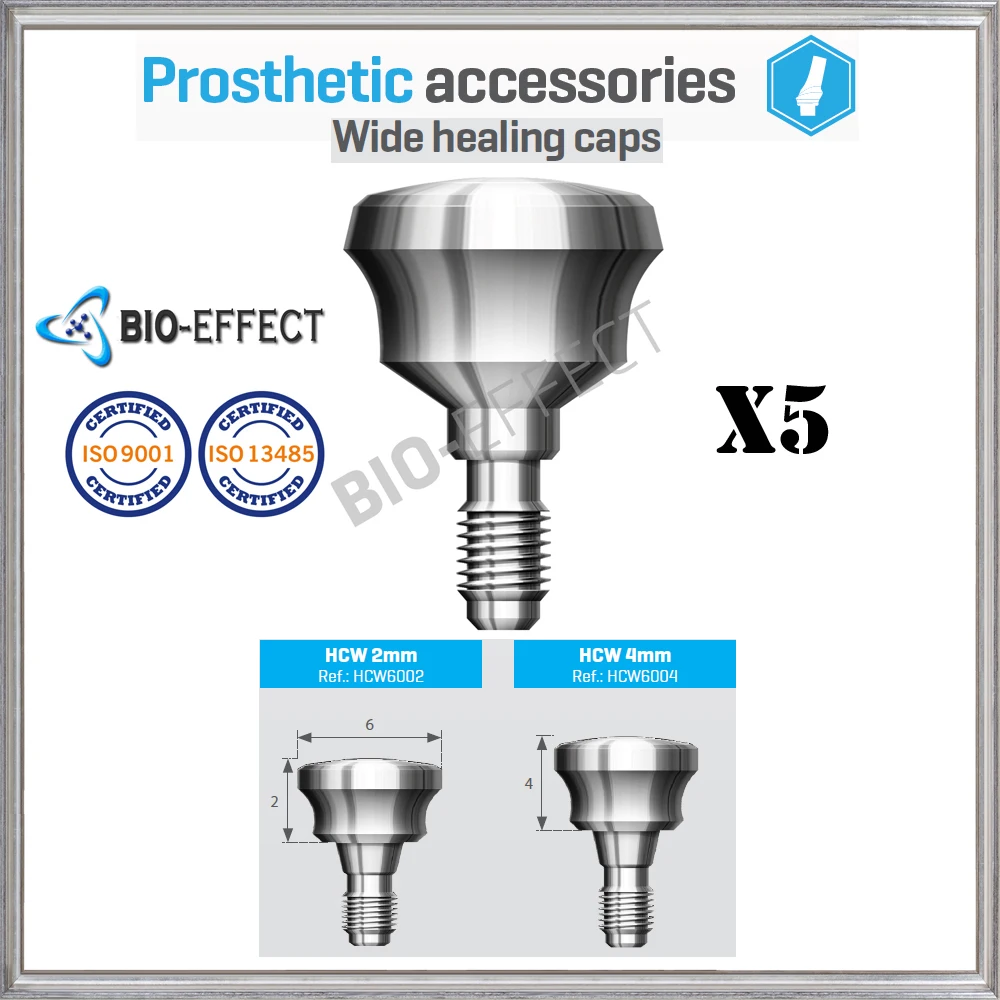 

5X DENTAL TITANIUM WIDE H.CAPS FOR INTERNAL HEX IMPLANTS,TOP QUALITY BY-BIO EFFECT DENTAL IMPLANT COMPANY