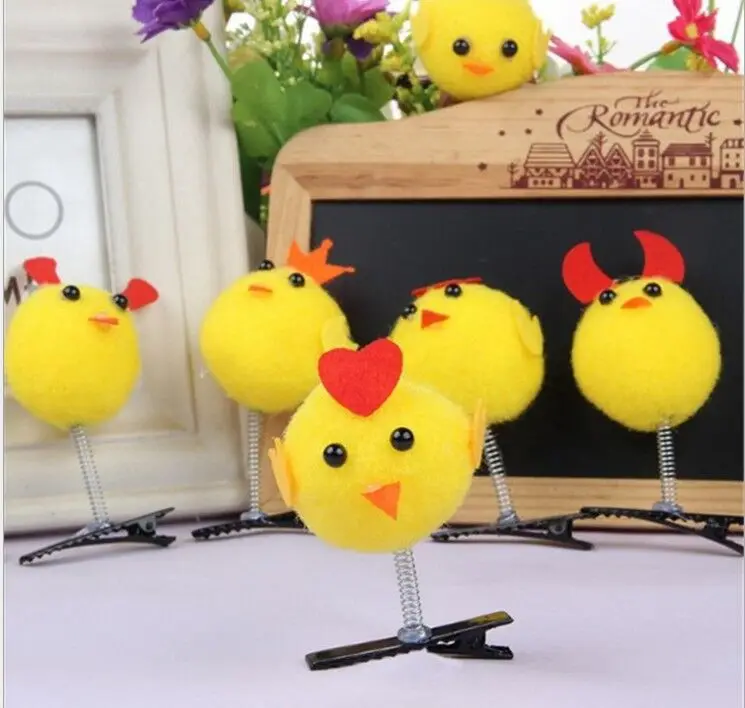 Cute Fashion hair accessories hairpin Toy Flowers Chicks Heart  Butterfly shape elastic hairpin to Princess Baby girl birthday, children's day love gift (6)