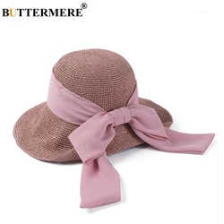 BUTTERMERE verano sombrero de paja del sol sombrero de ala ancha 10 cm Rosa Bowknot playa femenino cinta plegable sol tapas BUTTERMERE verano sombrero de paja del sol sombrero de ala ancha 10 cm Rosa Bowknot playa femenino cinta plegable sol tapas
