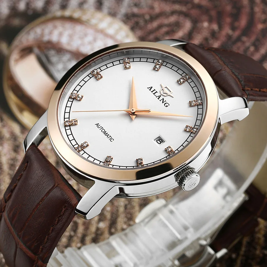 

Brand AILANG Vintage England Stylish Men Genuine Leather Watches Auto Mechanical Business Calendar Clock Crystals Relojes NW3307