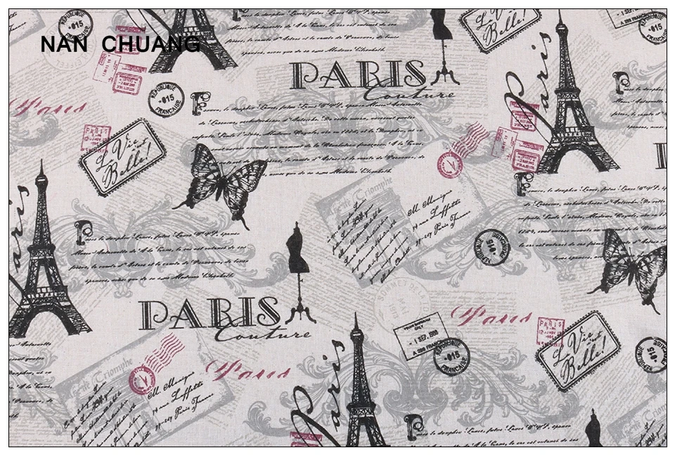 Nanchuang Tower Print Cotton Linen Fabric For DIY Sewing Sofa Curtain Bag Cushion Furniture Cover Quilting Material 100cmx150cm