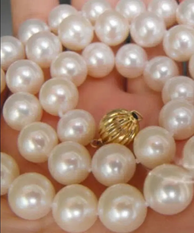 

FREE SHIPPING HOT sell new Style >>>>9-10MM Natural AA+++ WHITE Akoya PEARLS NECKLACE 18