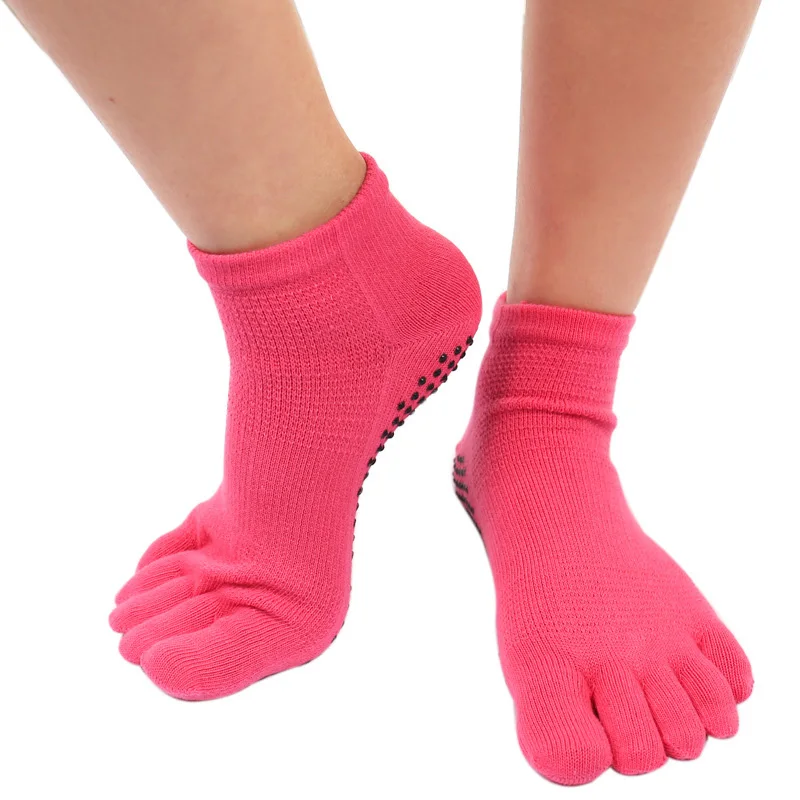 SALSPOR для женщин Йога Пять пальцев противоскользящие хлопковые носки открытый носок гимнастика Спорт Йога носки для бега работа Велоспорт носки - Цвет: All Red