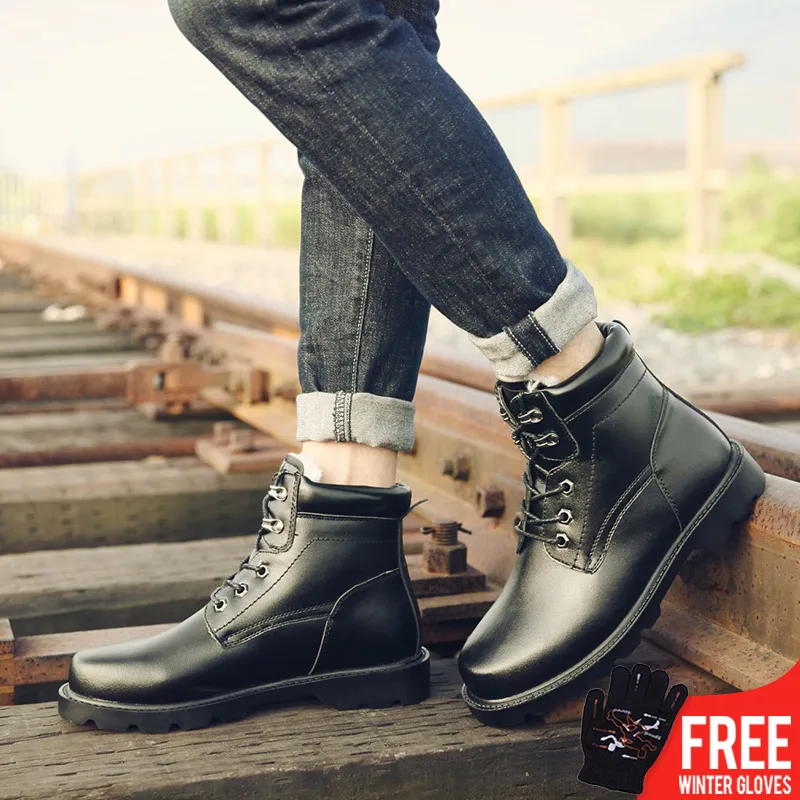 

OSCO Brand Hot Newest Keep Warm Men Winter Boots High Quality Split Leather Wear Resisting Casual Shoes Fashion Men Boots