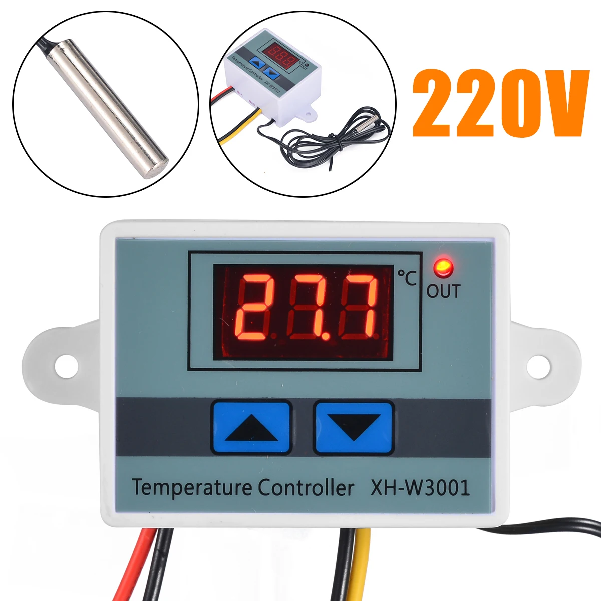 220V Digital LED Temperature Controller 10A Thermostat Heating Control Range -50 ~110C Degree Celsius with Regulator Switch
