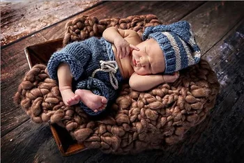 

0-1M , 3-4M Newborn Baby Girls Boys Crochet hat with pants set Knit Costume Photography Prop Outfits for Baby Birthday Best Gift