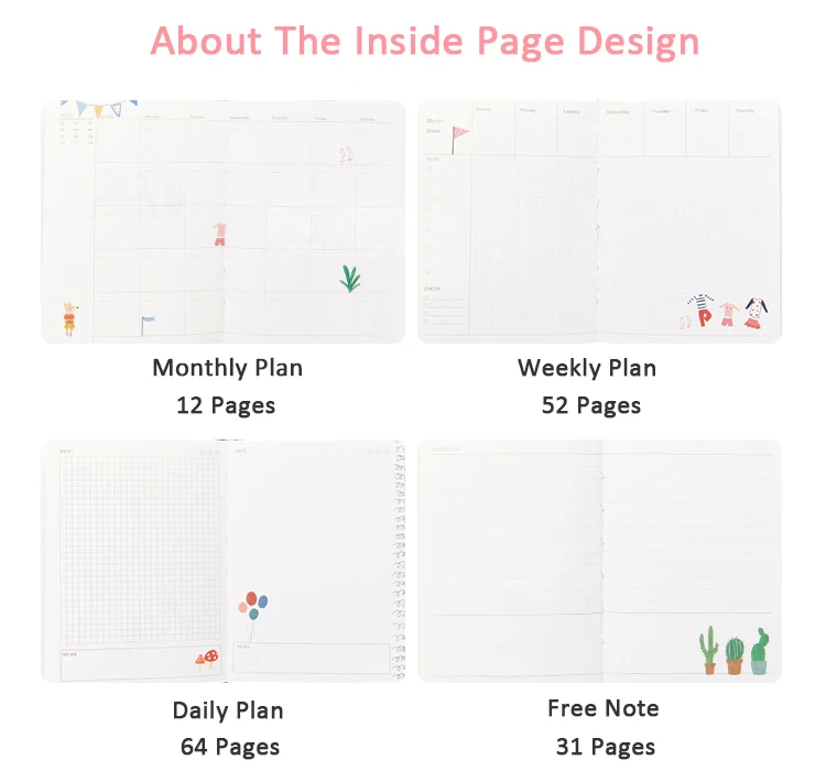 2019 kwaii cute unicorn undated daily weekly monthly schedule daily weekly schedule