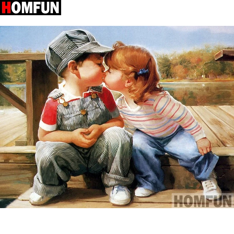 HOMFUN Full Square/Round Drill 5D DIY Diamond Painting Child scenery Embroidery Cross Stitch 3D Home Decor Gift
