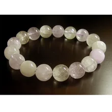 Натуральный кунцит полированный тянущийся женский браслет с круглыми бусинами 12 мм подлинный Spodumene