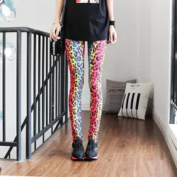 Новая Мода Leopard Рождество Леггинсы высокая Талия Леггинсы для женщин панк Женская одежда леггинсы в стиле панк-рок для