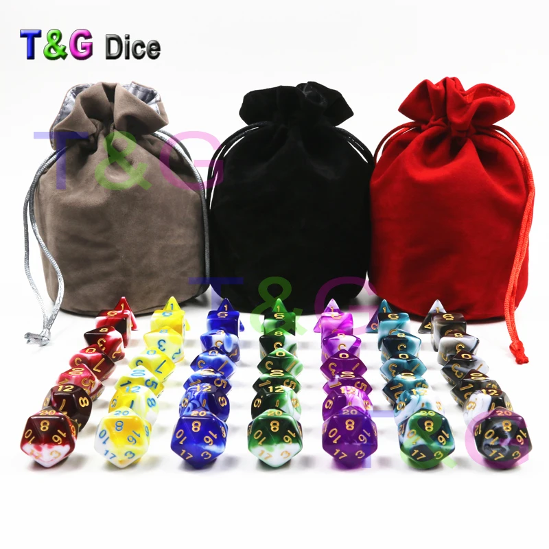 

49pcs/pack Wholesale Creative Polyhedron Pop Rpg Dnd Colorful Nebular Gaming Dice Set with A Free Pouch for Holiday Gifts,