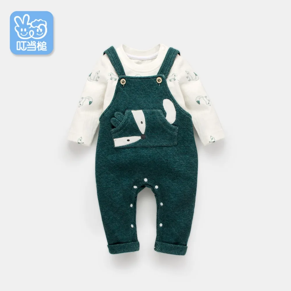 Весенне-осенние комплекты одежды для малышей Детский милый комбинезон из 2 предметов с рисунком лисы детская одежда для малышей высококачественная одежда для детей от 0 до 24 месяцев