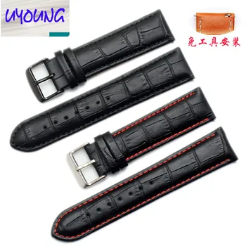 

UYOUNGwatchband Fossil fossil leather strap 22MM dark brown leather watch with crocs tattoo quick removal