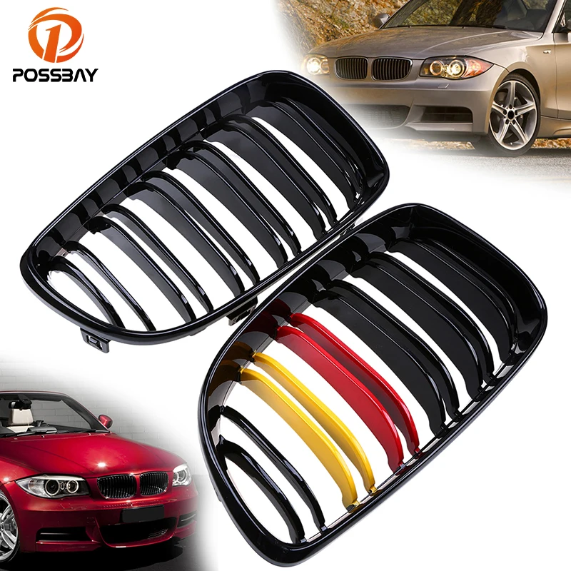 

POSSBAY Gloss Black German Flap Type Front Bumper Grilles Grill for BMW 1-Series E88 120i/123d/125i/128i/135i Cabrio 2008-2014