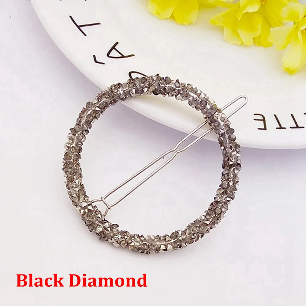 Round Black Diamond 1 шт., хрустальные стразы, заколки для волос, круглые, треугольные, в форме звезды, заколки для волос, для девочек, металлические заколки, аксессуары для волос, инструменты для укладки волос - Цвет: Round Black Diamond