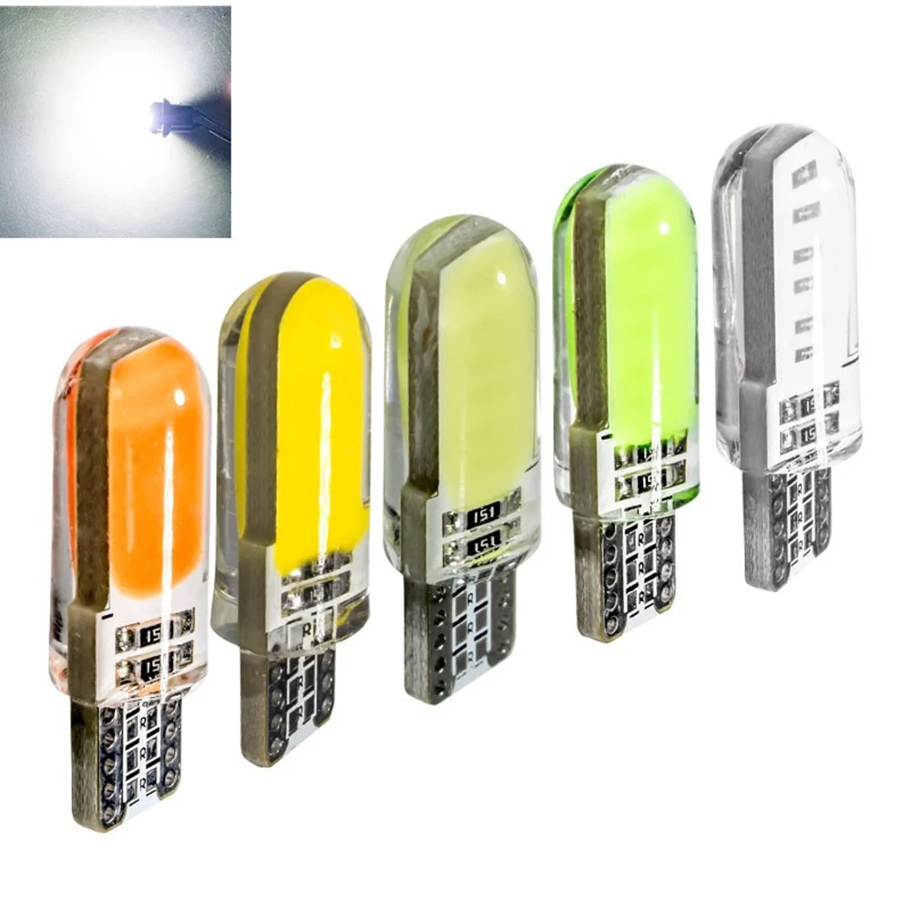 

Yushuangyi 20X T10 W5W COB LED Silica gel Waterproof Wedge Light Car Lamp Auto parking bulbs white red yellow blue green 12V