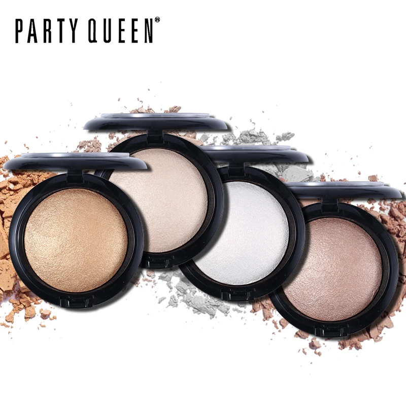 Party Queen Cheek Baked Highlighter Makeup 4color Illuminator Shimmer Powder Natural Brighten