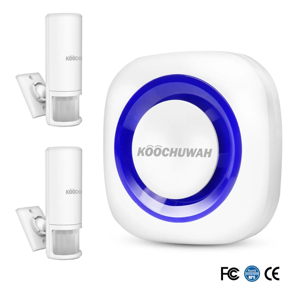 

KOOCHUWAH Wireless Door Alarm PIR with Doorbell Button Welcome Chime Alert Infrared Motion Sensor Alarm for House/Shop/Garage