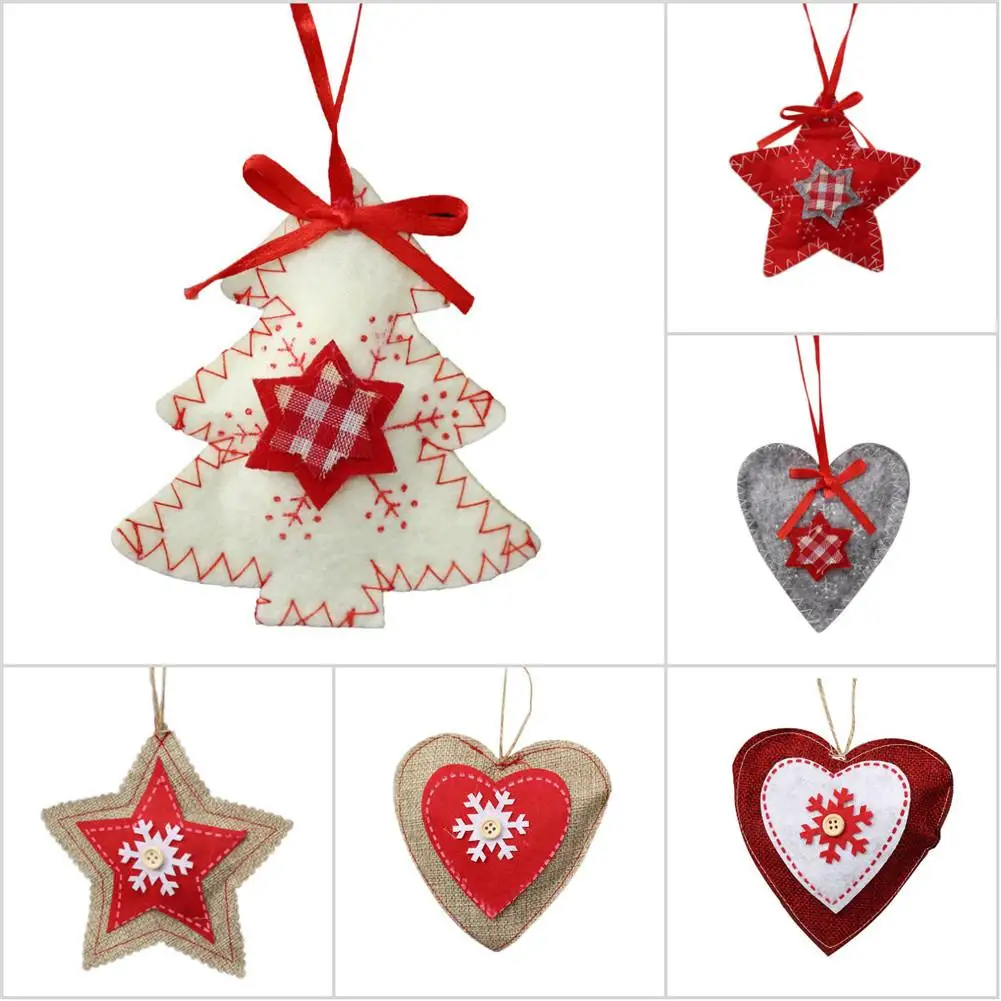 

DIY Five-Pointed Star Christmas Tree Decoration Wedding Love Christmas Tree Hanging Decor Home Decoration Non-Woven Linen