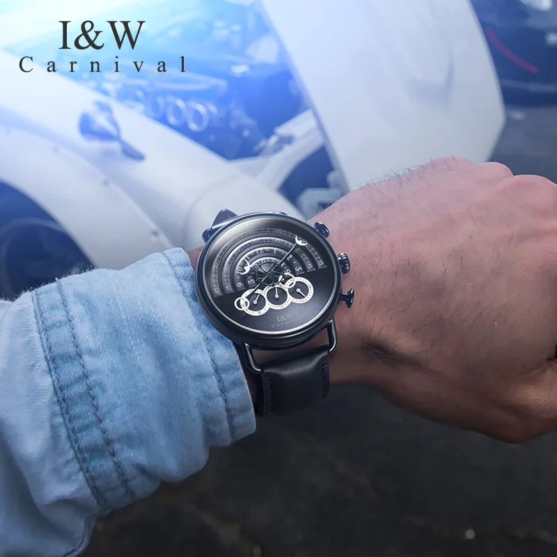 CARNIVAL IW Horloges Mannen Military Sports Top Creative Quartz Stop clock Chronograph Personality