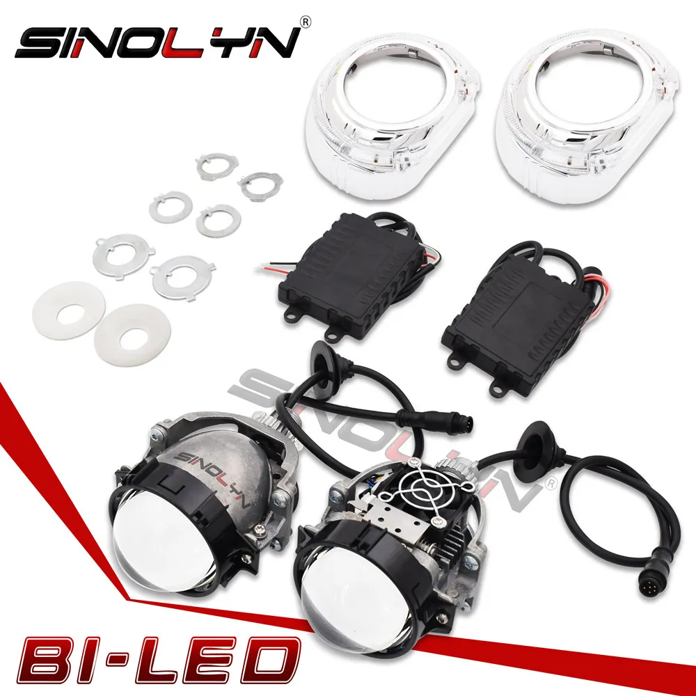  Sinolyn Headlight Lenses Bi-LED Angel Eyes Lens 3.0 Projector H7 H4 H1 HB3 HB4 Automobiles Kit For  - 32866359517