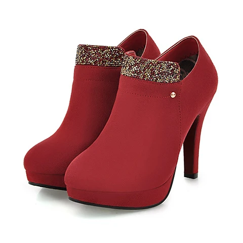 Chainingyee/пикантные удобные туфли-лодочки с круглым носком для ночного клуба; заклепки с алмазами; украшение; цвет красный, синий, черный; женская обувь на высоком каблуке - Цвет: red