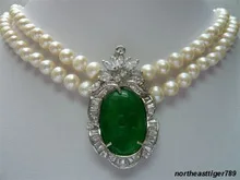 Бусины из натурального материала 2 ряда белый жемчуг с зелёными камнями кристалл кулон ожерелье белое покрытие Свадебные широкие часы крылья королева