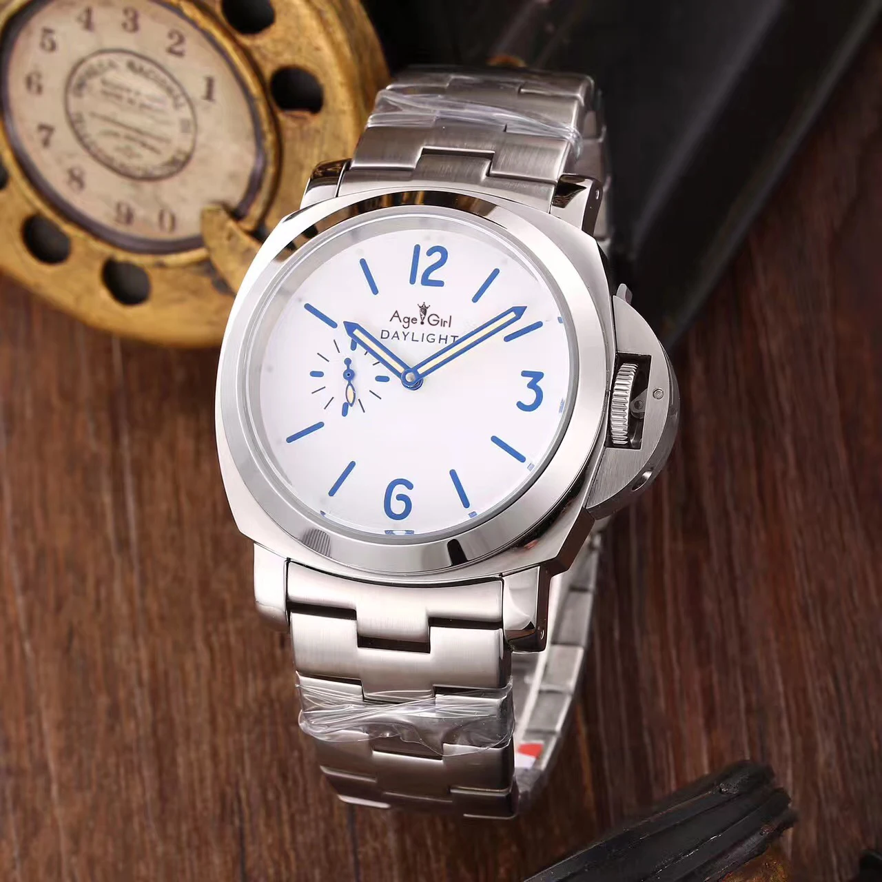 

Luxury Brand New Men Automatic Mechanical Sapphire Stainless Steel White Daylight 8 Days Watch Manual Steel Luminous Rare