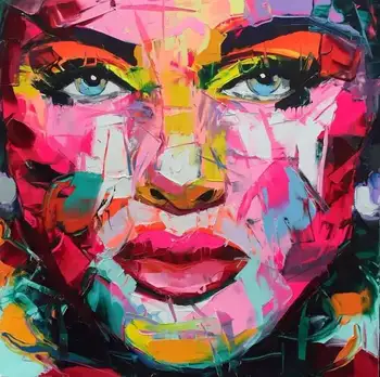 Buy Palette Knife Painting Portrait Face Oil Painting Impasto Woman Face On Canvas Hand Painted Francoise Nielly Wall Art Pictures