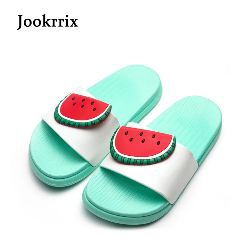 Женские тапочки на плоской подошве Jookrrix Клубничные шлепанцы с арбузом для ванной