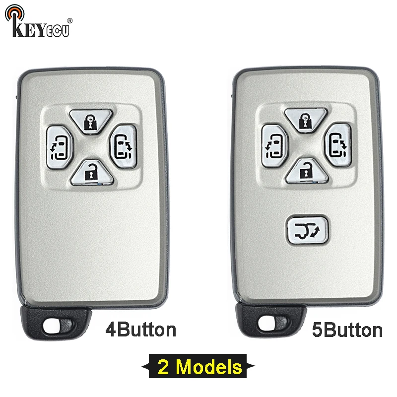 

KEYECU for Toyota Replacement Smart Card Remote Car Key Shell Case Fob 4/5 Button With Uncut Blade White Color(Only Shell)