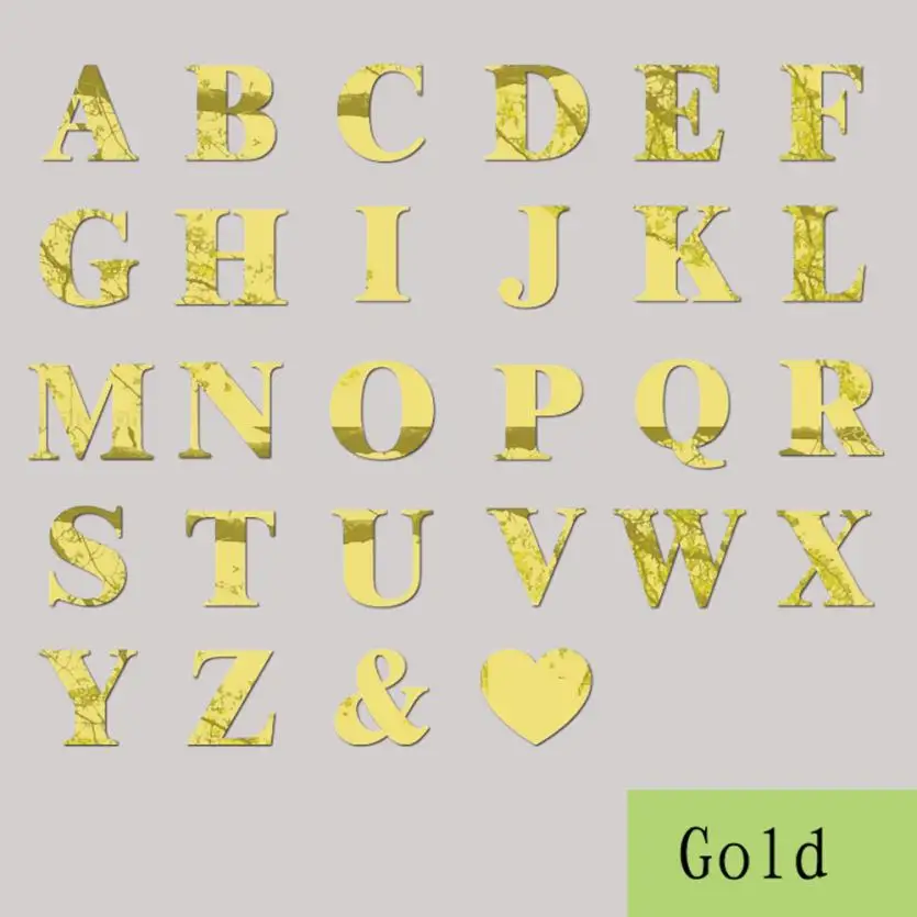 10 10cm new gold acrylic 26 letters mirror wall decals making words gold letter sticker