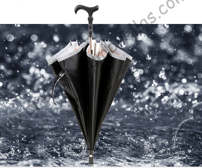 

Detachable unbreakable self-defense climbing alloy brass windproof lotus carbon fiberglass anti-skidding crutch man's umbrella