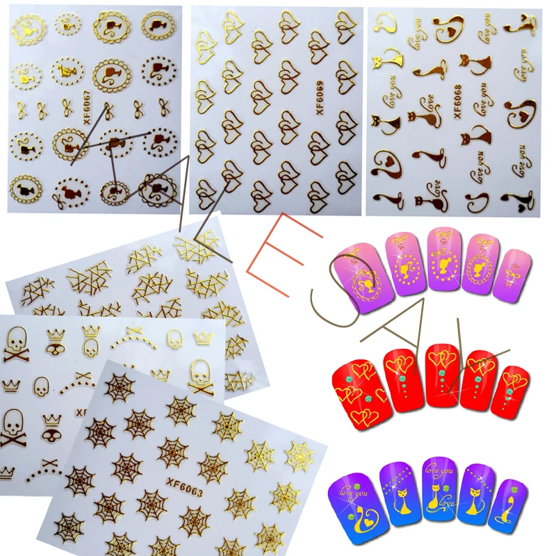 3D Luxury Nail Stickers Art Decoration DIY Butterfly Back Glue Sticker Manicure Accessories Design Cat Nails Decals | Красота и