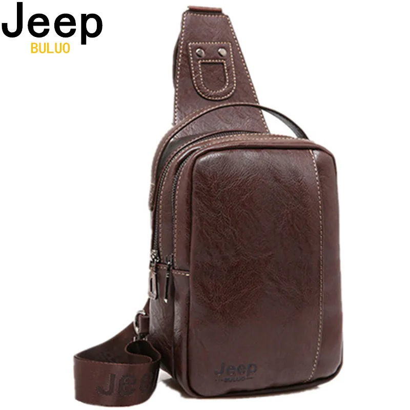 JEEP BULUO Brand CrossBody Chest Bags Fashion Men Messenger Bags Soft Leather Handbag Shoulder Packs Sling Bag Large Capacity