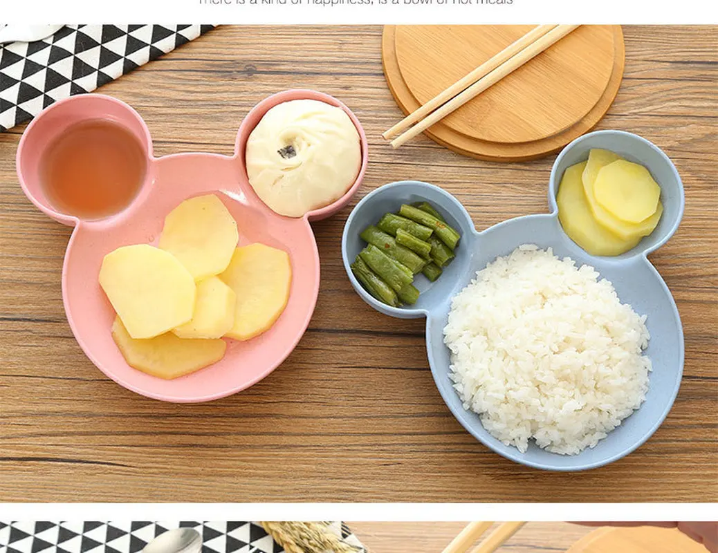 Мультяшный Микки форма Детская Чаша детская бамбуковая перегородка посуда пищевой эко детская тарелка для кормления ребенка