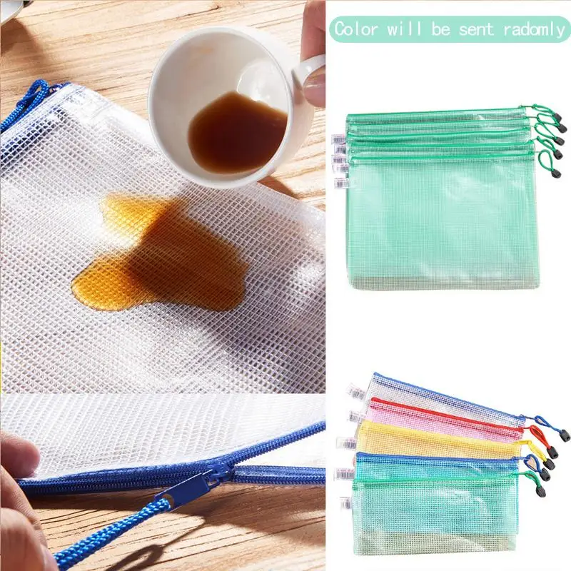 

1pcs Waterproof Plastic Zipper File Folder Organizer Small Things Keeper Document Filing Book Pencil Pen Case Stationery Bag