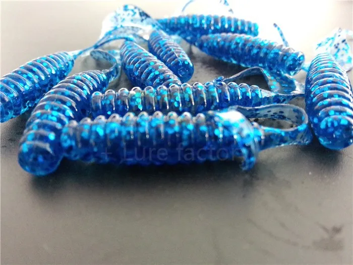 100 шт Кристалл синий цвет 6 см circel хвост Мягкая приманка червяк поддельные пластиковые мягкие grub
