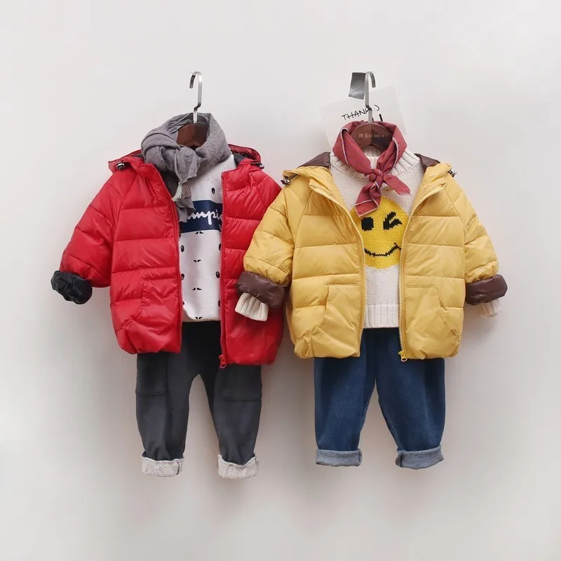 

girls Down Jacket ligth winter Baby coat outerwear korean plain solid Hooded Worm kids clothes children boutiques clothing