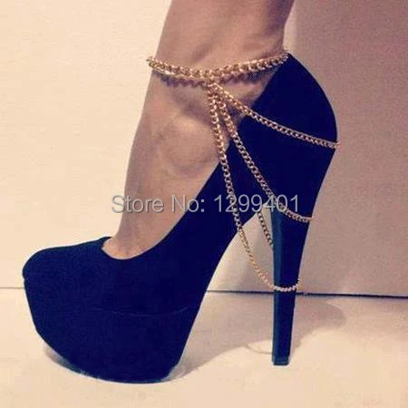 

Women Sexy Metal Chain Decoration Platform Stilettos Sexy High Heels Ladies Party Wedding Shoes