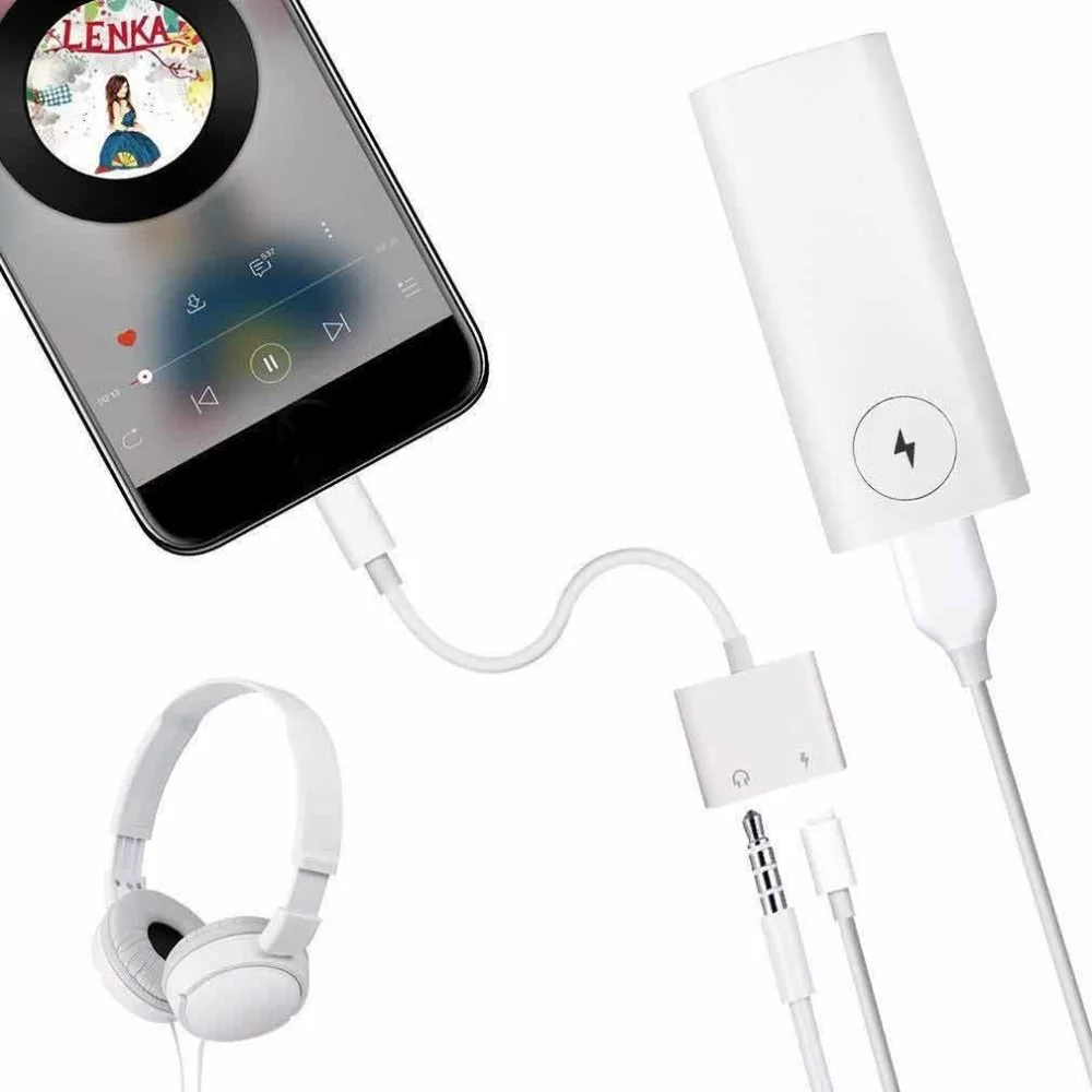 2 in 1 for iPhone X 8 Audio Adapter Charger Cable Dual Headphone Adapter For iPhone Converter Charging Splitter