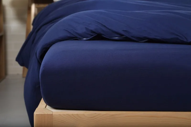 4 шт. хлопок мягкая трикотажная ткань темно-синий однотонное постельное белье комплект с простыней 150 180 см Ширина кровати