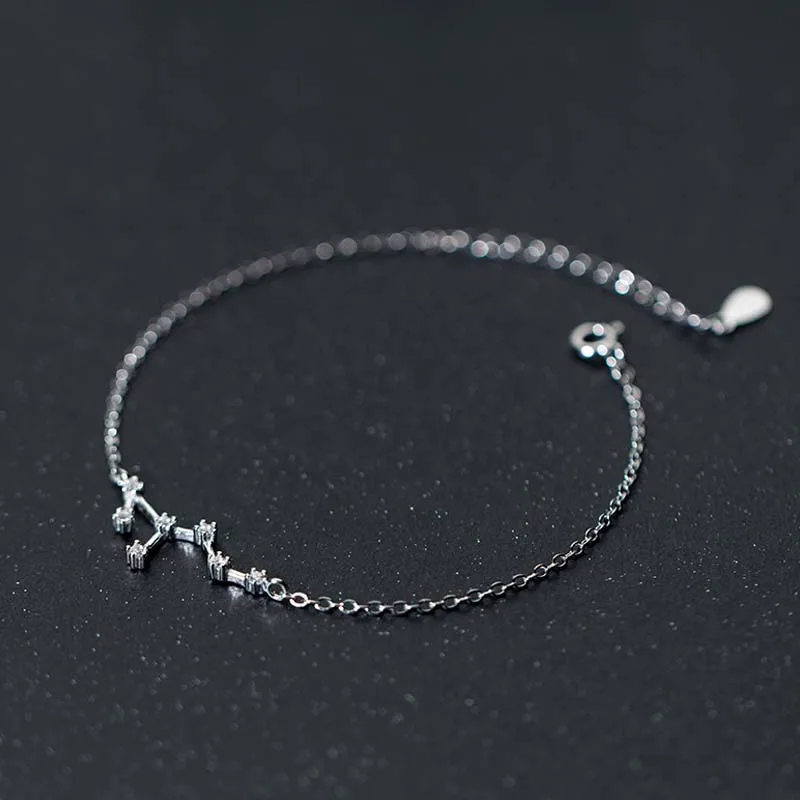 12 зодиакальное Созвездие очаровательные браслеты для женщин CZ Кристалл 925 пробы серебряный браслет модные ювелирные изделия подарок на день рождения