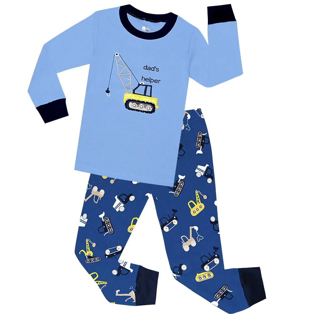 Пижама робот для мальчиков детская одежда для сна с динозавром детские автомобили грузовик пижамы для девочек милые пижамы для детей - Цвет: H08