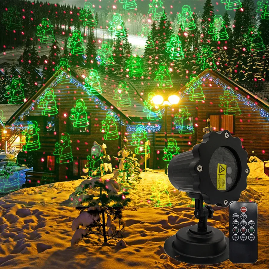 

Thrisdar 8 Pattern Green Red Outdoor Garden Laser Projector Lamp With Remote Christmas Landscape Party Star Laser Shower Light