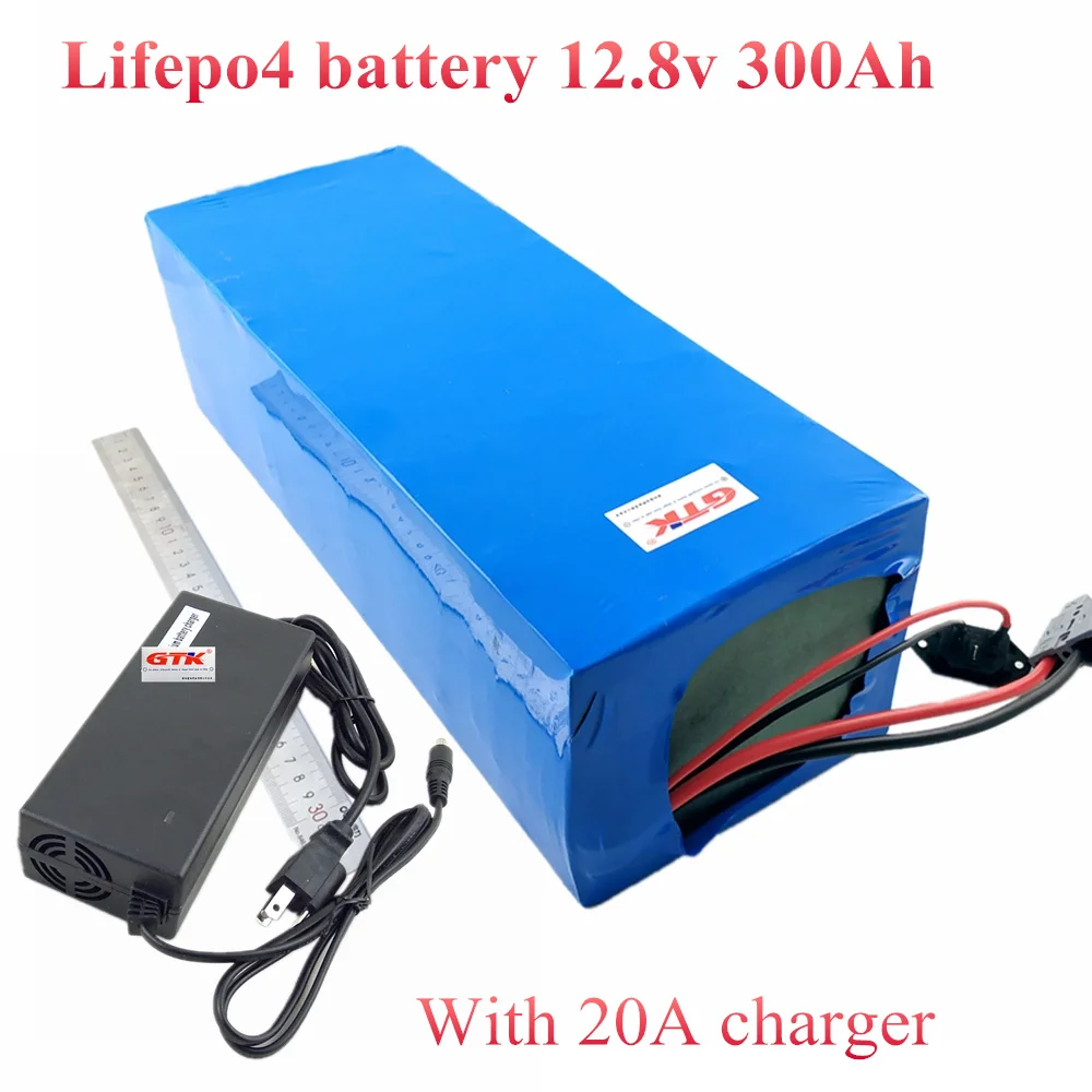 Синий 12v 300Ah lifepo4 12 8 v Батарея с 100A BMS 32650 для солнечных батарей EV автомобиль гольф