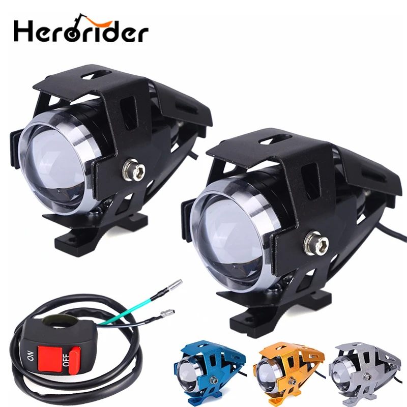2Pcs 125W Motorcycle LED Headlight Waterproof LED Fog Light 3000LM U5 Chip Motorbike Driving Spot Head